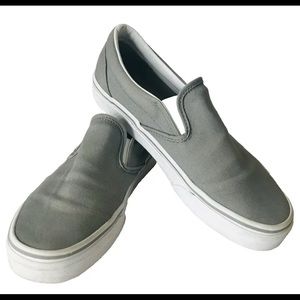 Vans Gray Canvas Slip On Skate Shoes Low Top Sneakers Womens Size 7.5
